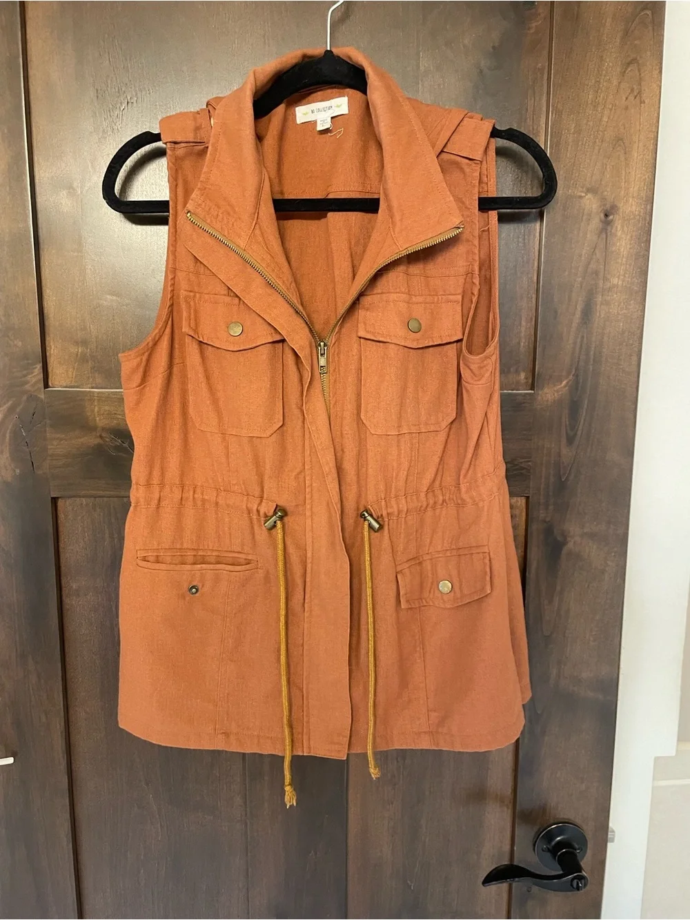 SD Collection Rust Orange Utility Vest with Drawstring